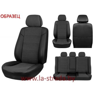 Opel Astra H (04-11) Htb/Sedan (без перед.подл.) {Экокожа, черный + жаккардовая вставка} (спинка 40/60, сиден.цельн., 5 подг.)