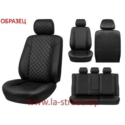 Opel Astra H (04-11) Htb/Sedan (без перед.подл.) {Экокожа, черный + вставка РОМБ} (спинка 40/60, сиден.цельн., 5 подг.)