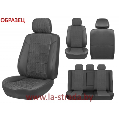 VW Sharan (00-10) / Ford Galaxy (00-06) 5 мест {Экокожа, серый + серая жаккардовая вставка} (5 подг., 2 перед.подл., столики - предусм.)